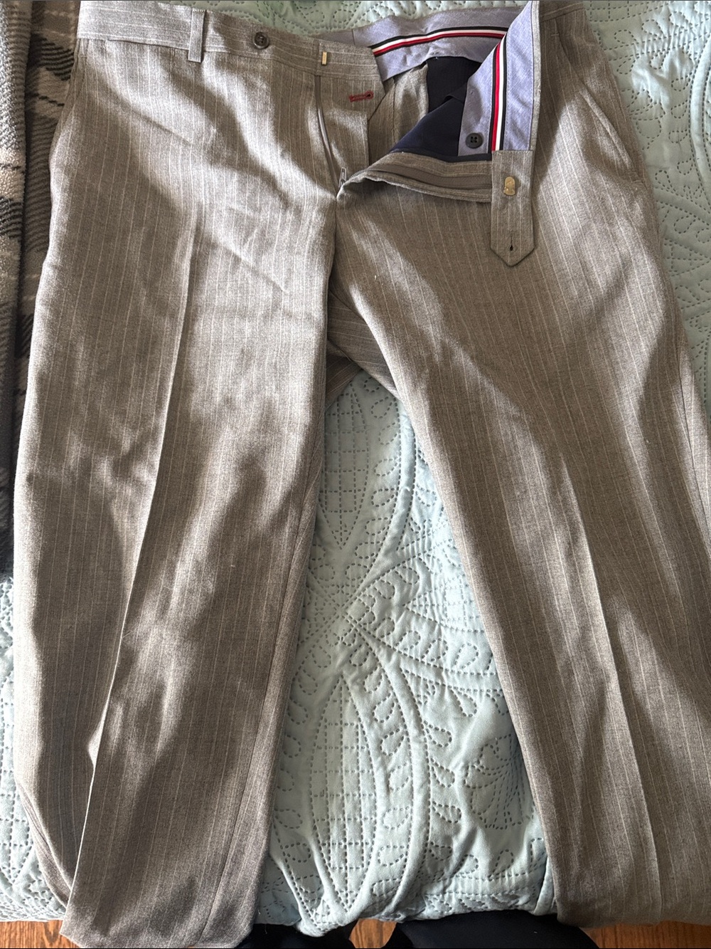 Tommy Hilfiger Men's Tan Pinstripe Dress Pants